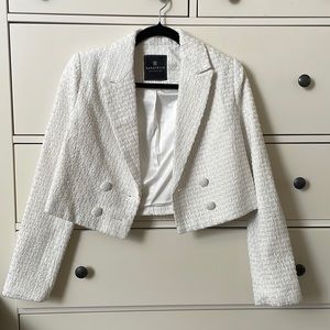 Crisp white cropped blazer